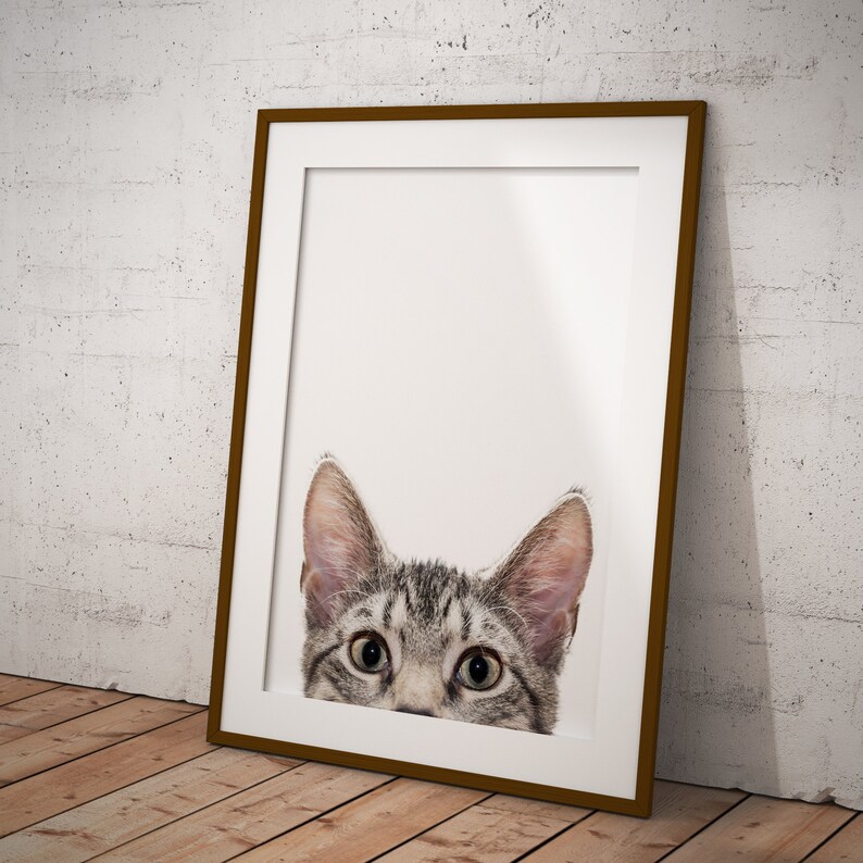 Printable Cat Wall Art Peeking Cat Art Print Funny Cat Etsy