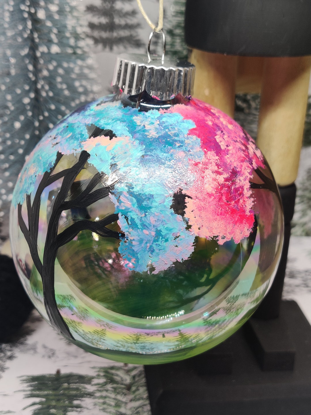 Painted Glass Christmas Ornament Etsy