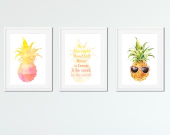 Be a Pineapple Posters, fun wall art, fun poster, cute, pink pineapple, stand tall, be sweet, pineapple printable, printable wall art.