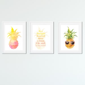 Be a Pineapple Poster, lustige Wandkunst, lustiges Poster, niedliche, rosa Ananas, aufrecht stehen, sei süß, Ananas zum Ausdrucken, druckbare Wandkunst.