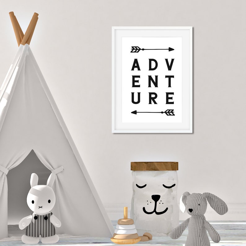Adventure, black, arrow, Adventurer, little one, simple printable, minimalist, nursery decor, kids room. image 3