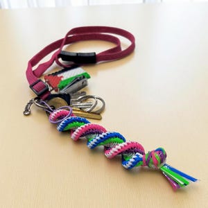Colorful Spiral Rexlace Keychain | Handmade Y2K Accessory | Retro 90s Lanyard Charm | Plastic Lacing Key Fob | Nostalgic Gift | Cute Charm