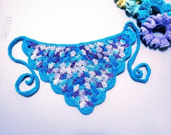 Blue & Purple Handmade Crochet Cotton Bandana