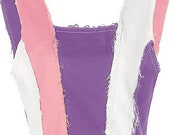 pastel patchwork denim corset top crop top - brown patchwork tank top