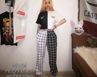 two tone plaid pants