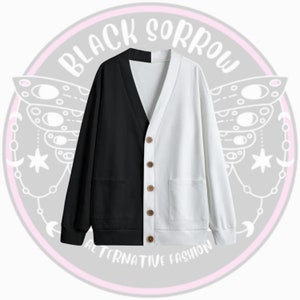 Half black half white unisex cardigan