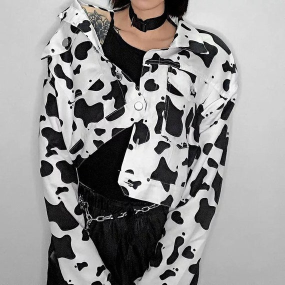 cow print zip up jacket