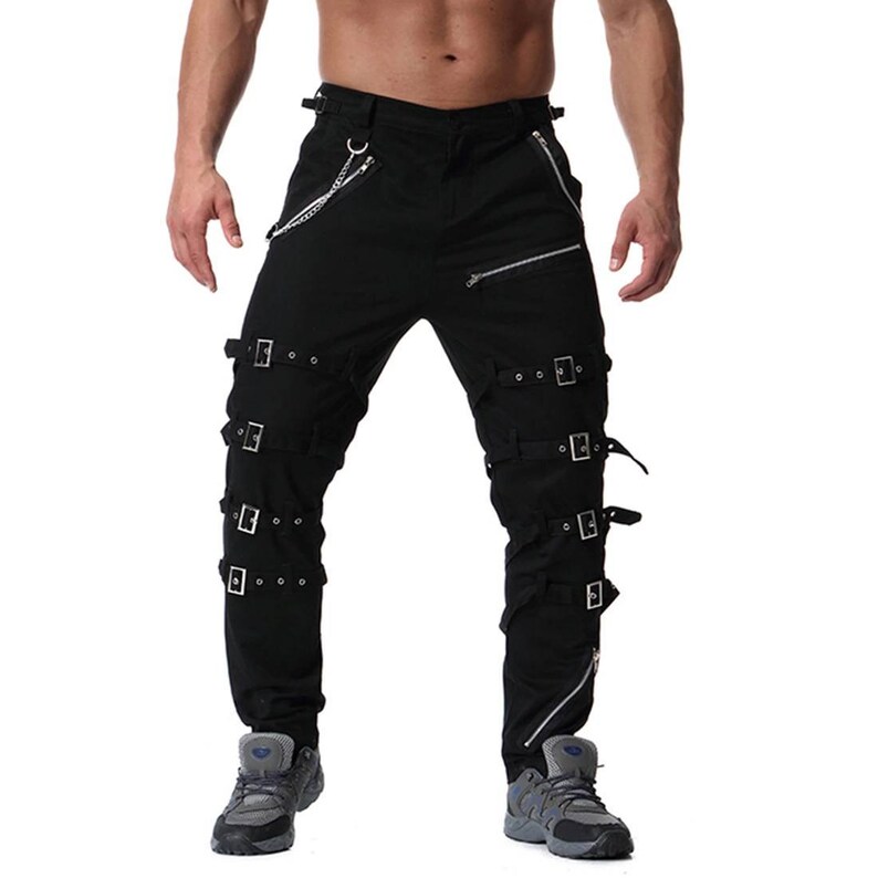 black cargo pants with chain