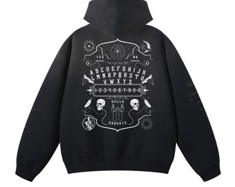 Ouija board gothic Streetwear Unisex Monkey Washed Dyed Fleece Hoodie