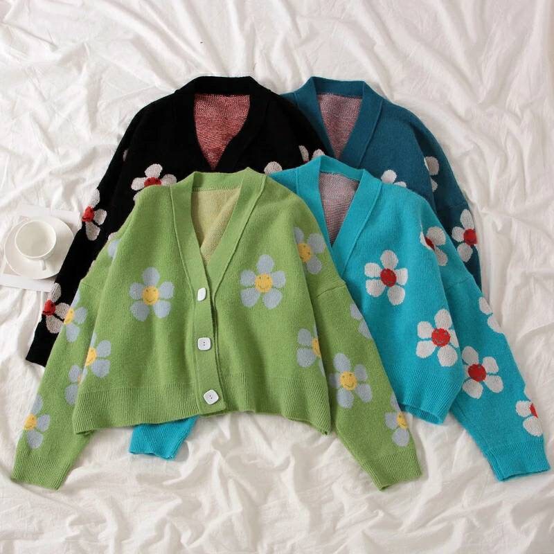flower knit sweater