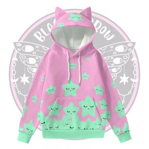 Kawaii hoodie with ears, cat ears hoodie, pastel pink hoodie