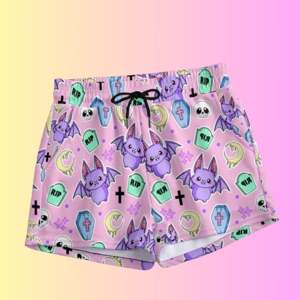 Pastel Goth Booty Shorts, Womens Pocket Shorts, Alternative Fashion, Unique Festival Clothing