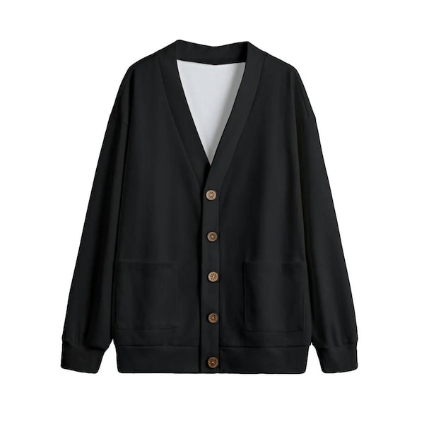 Cardigan en polaire noir uni, cardigan boutonné