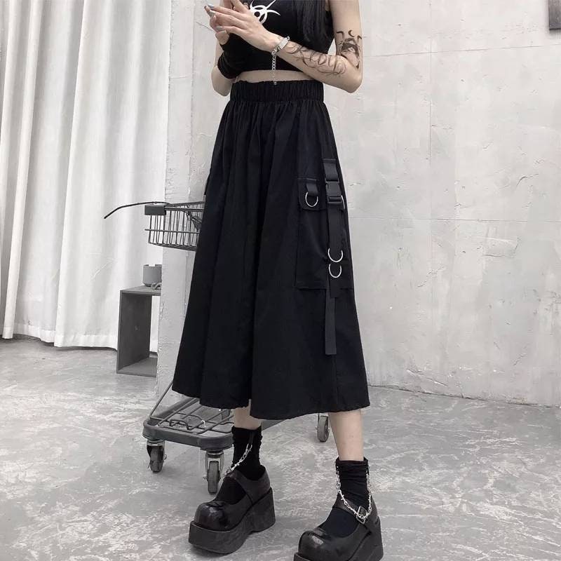 High waist midi cargo skirt gothic cargo midi skirt goth | Etsy