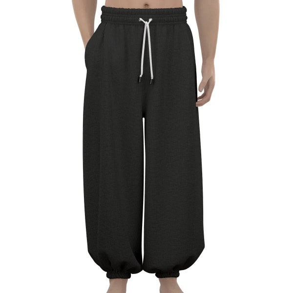 Black lantern pants, baggy trousers, gypsy pants, unisex harem pants, Chinese style baggy pants