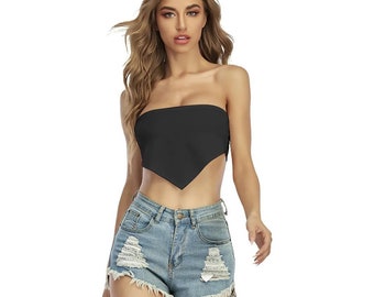 Damen Dreieck Tube Top, Bandana Top, Satin Tube Top zum Binden