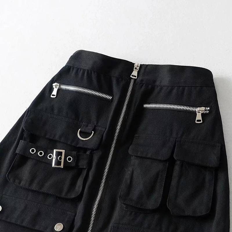 Gothic black cargo mini skirt utility pocket cargo skirt | Etsy