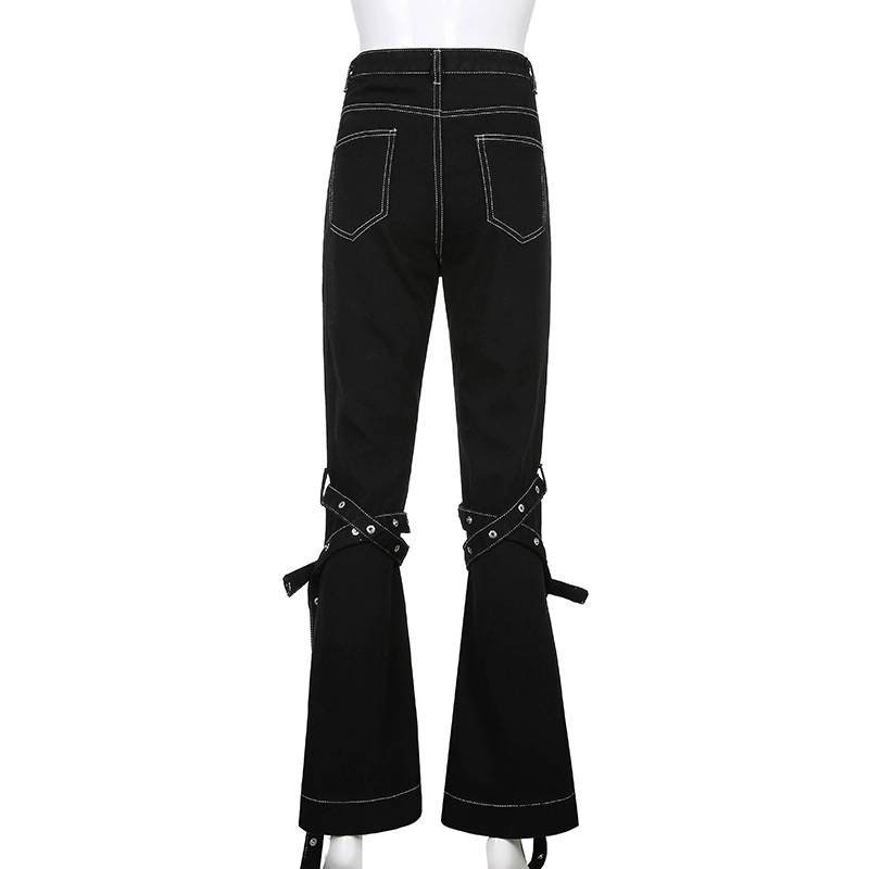 High waist jeans gothic slim fit bootcut trousers alt | Etsy