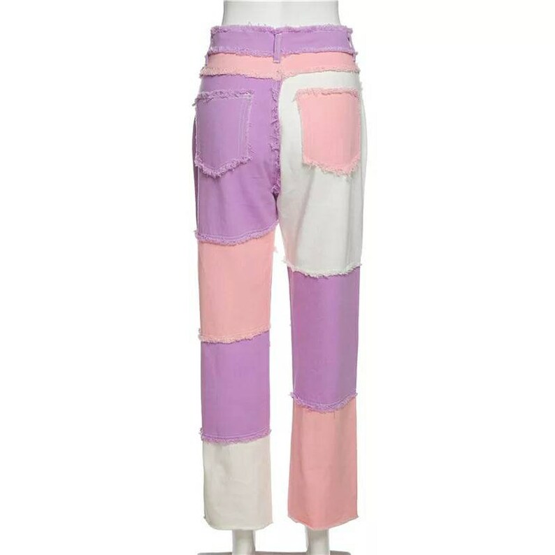 pink and purple patchwork pants