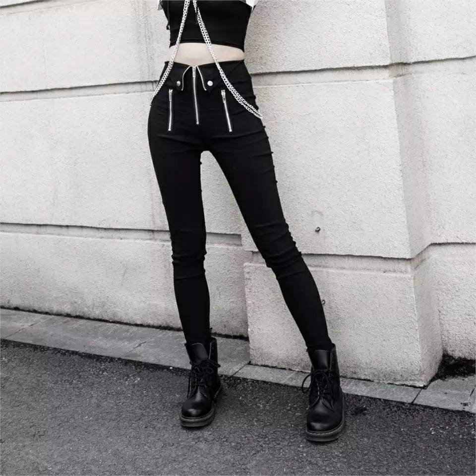 Image of Smart Casual Gothic Trousers Folded Zipper Front