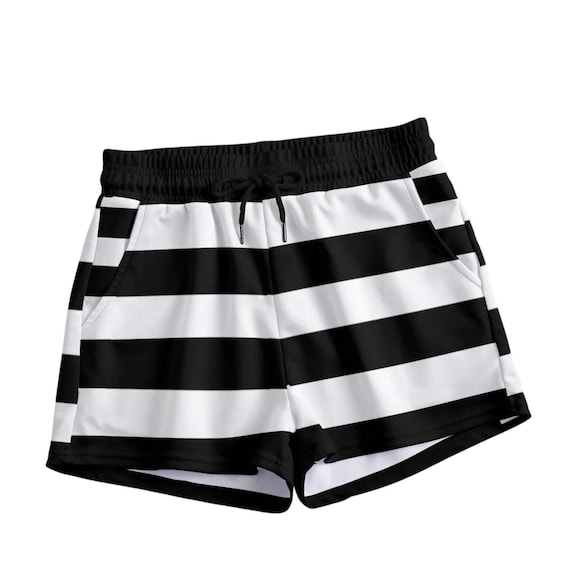 Short de rayas short blanco negro short bicolor short en contraste short de rayas horizontales Etsy Espana