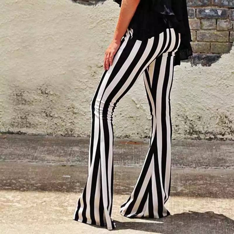 Black and White Striped Flared Trousers Beetlejuice Style | Etsy Australia