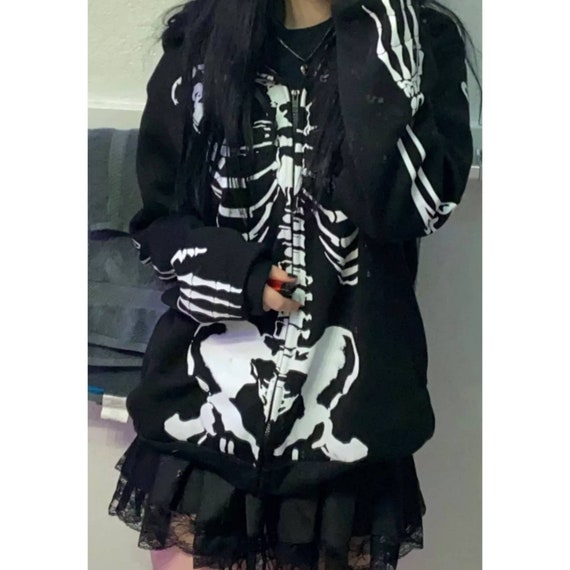 mall goth zip up moletom com capuz
