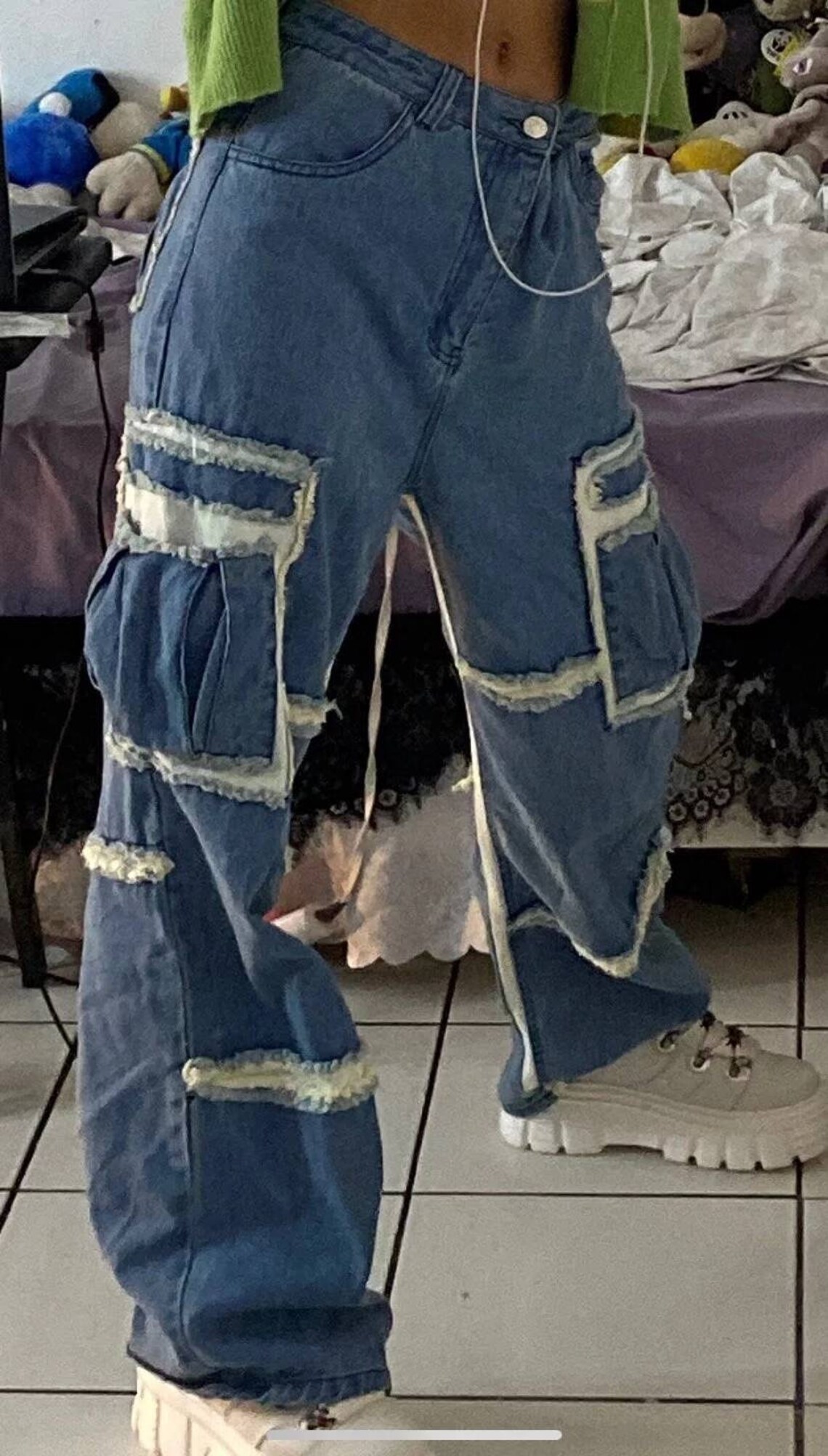 ripped baggy blue jeans