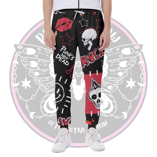 Unisex Punk patchwork joggers, plus size sweatpants S - 6XL