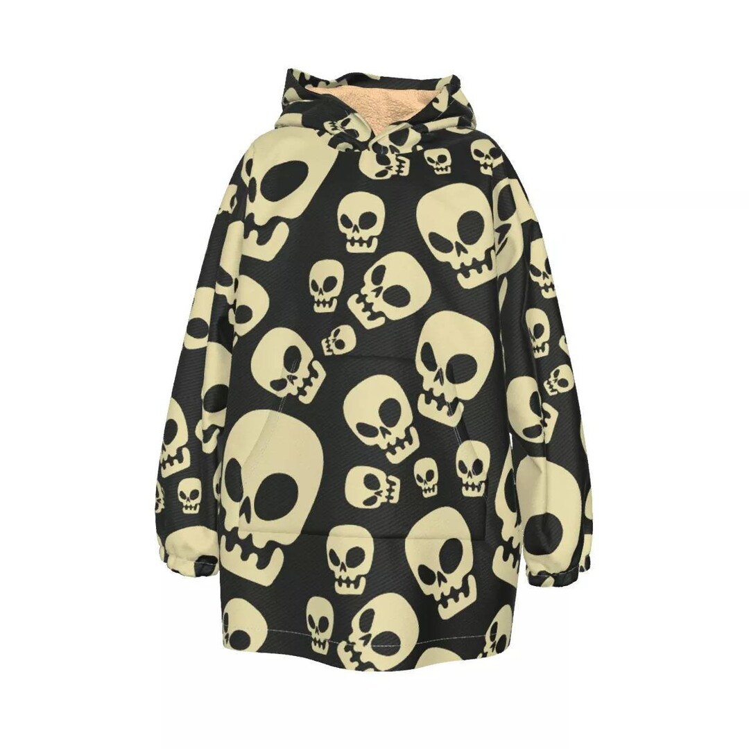 Skull Print Oversized Hoodie Blanket Wearable Blanket Skull Etsy