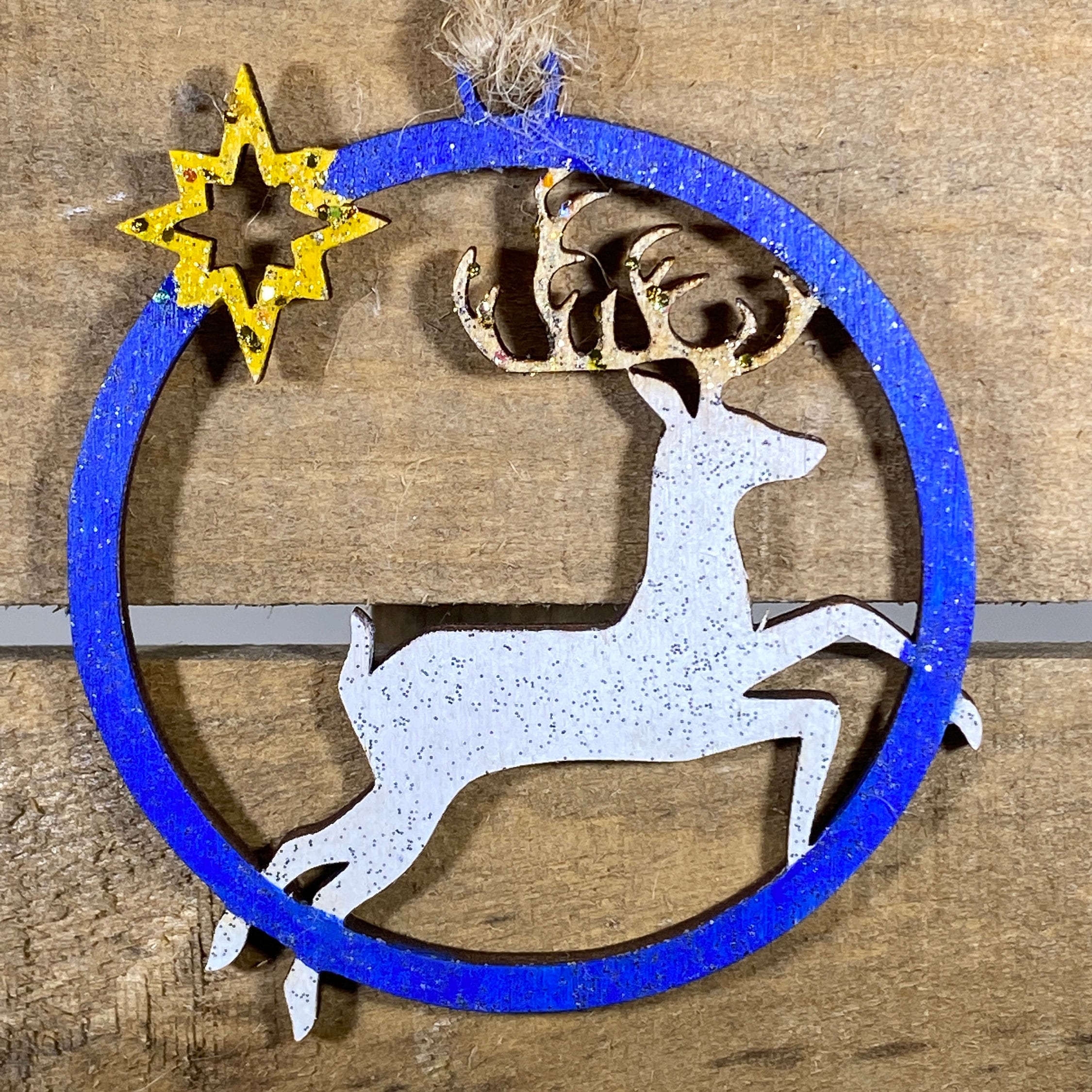 Reindeer Christmas Wooden Ornaments Etsy