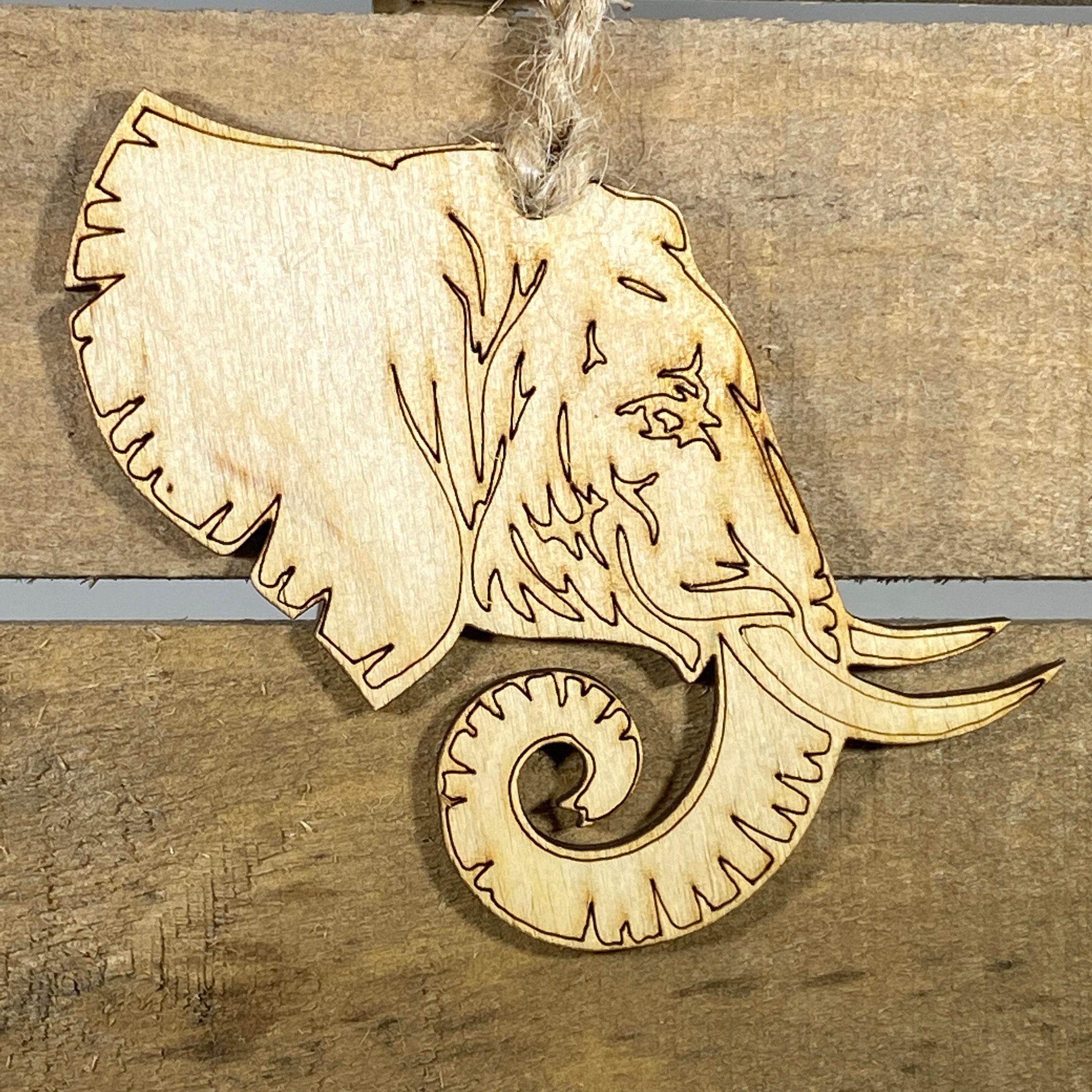 Elephant Profile Wooden Christmas Ornaments Etsy