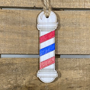 Barber Pole Wooden Christmas Ornaments