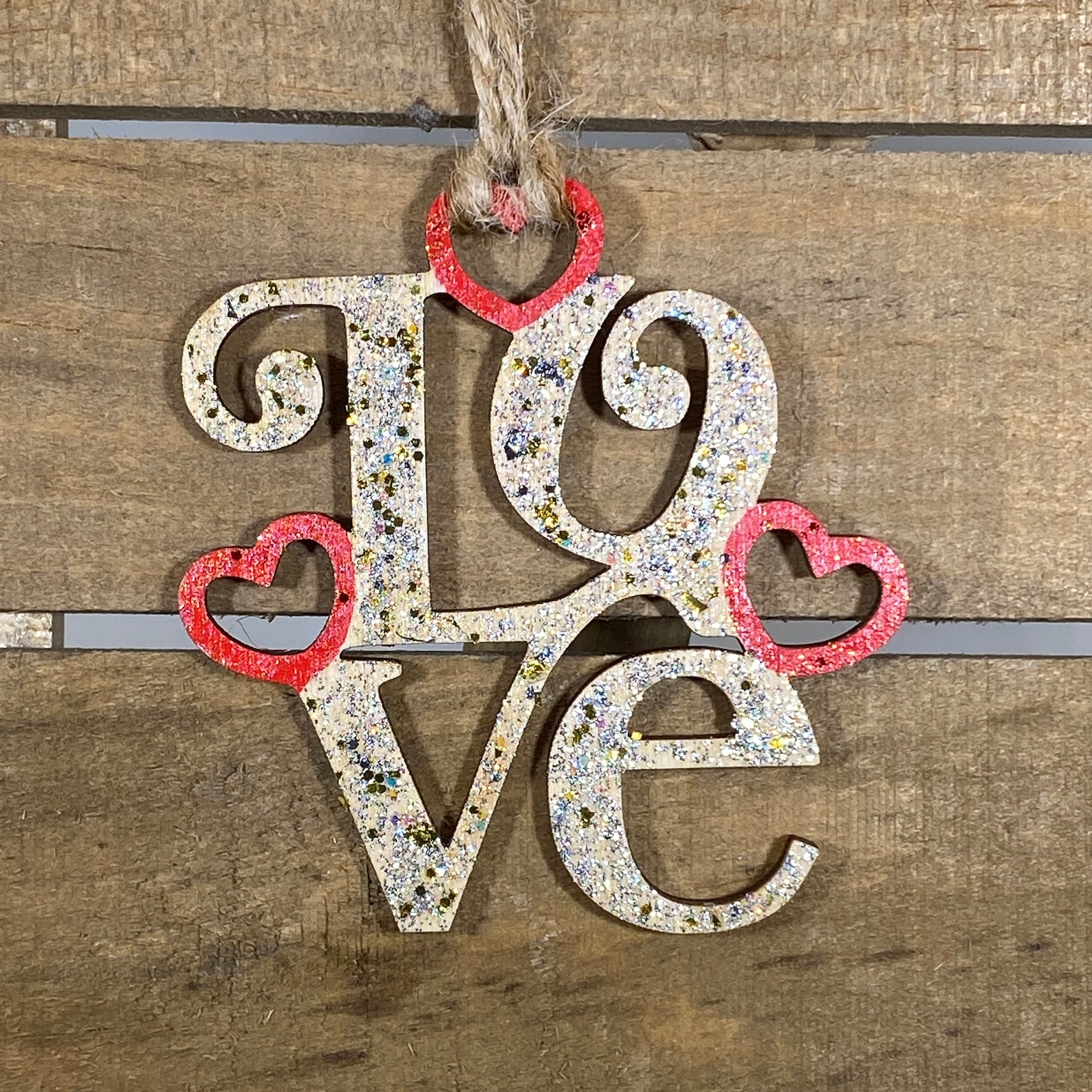 LOVE Ornament Wooden Ornaments Etsy