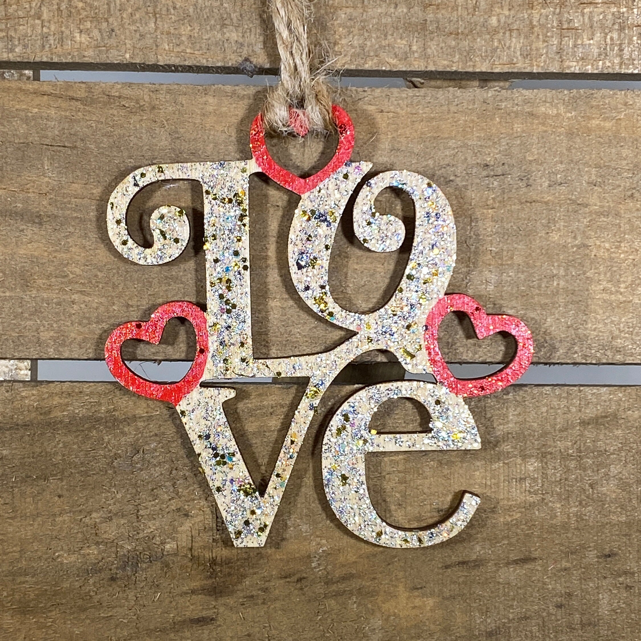 LOVE Ornament Wooden Ornaments Etsy