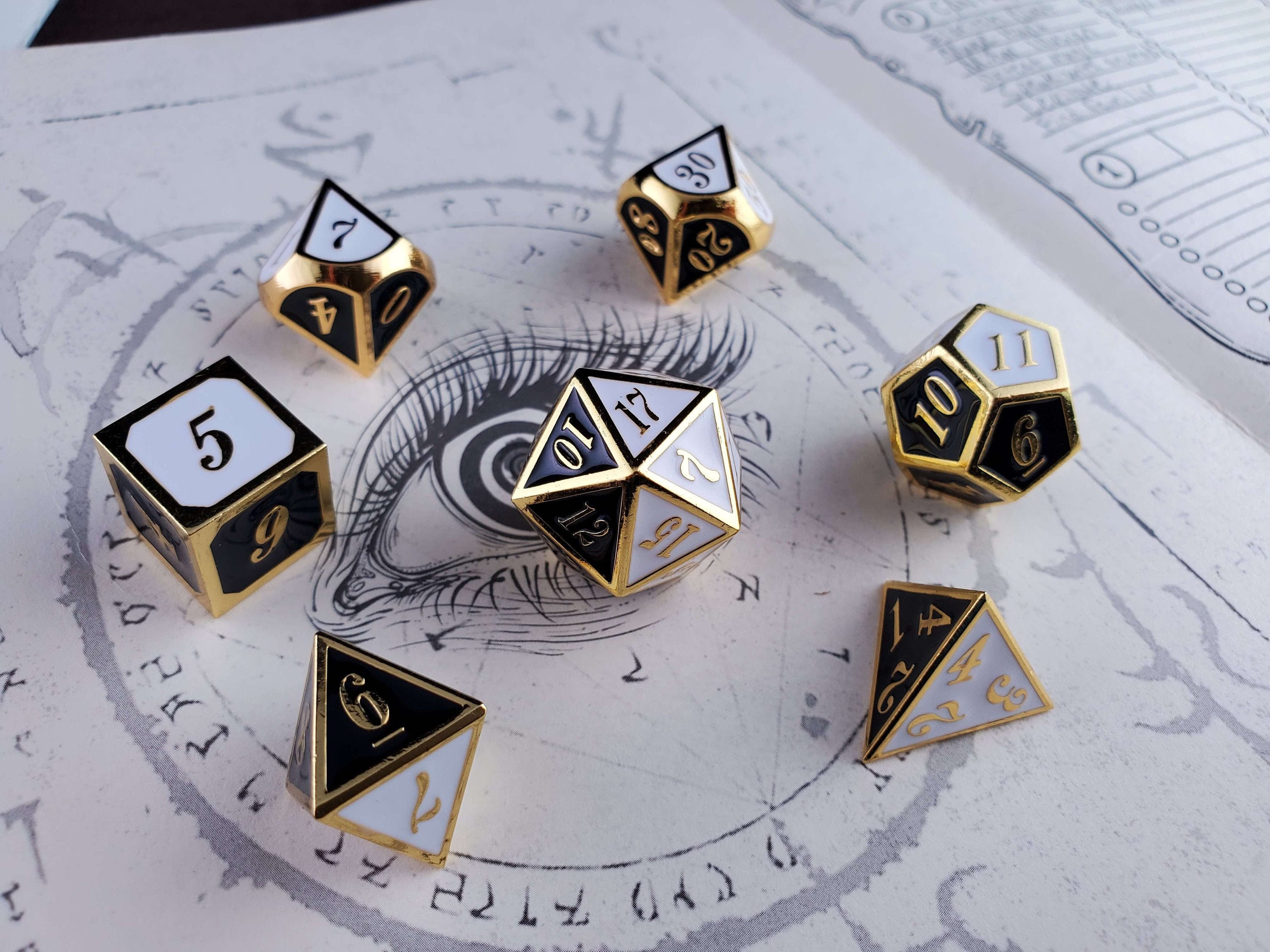 Black and White Metal Dice