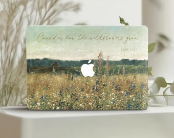 Capa para MacBook Air de 15 polegadas Lucas 12:27 M4 M3 M2 M1 2025 2024 2022 Bíblia Salmo Mac Book Pro 16 14 13&quot; Paisagem A2337 A3113 Flores Silvestres