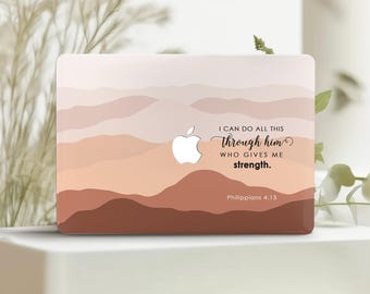 Filipenses 4:13 MacBook Air 15 polegadas Case M4 M3 M2 M1 Versículo da Bíblia Mac Book Pro 16 14 13&quot; Capa inspiradora 2024 2022 A3114 A2337 Montanhas