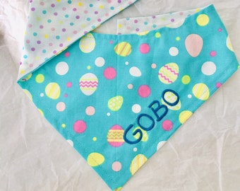 Custom Dog Bandana, Reversible dog bandana, Easter dog bandana, personalized dog bandana, dog gift, dog bandana