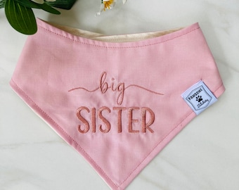 Big Sister Dog Bandana, pañuelo de perro personalizado, regalo de perro, pañuelo de perro, pañuelo de perro personalizado, pañuelo de perro niña