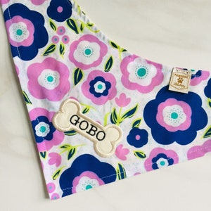 Modern Poppy Flower, Custom Dog Bandana, Reversible dog bandana, flower dog bandana, personalized dog bandana, dog gift, dog bandana