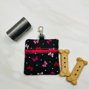 Pink bows dog treat pouch, Poop bag holder, Dog bag, Dog pouch, Dog bag holder, Personalized Poop bag holder, Dog Poop bag dispenser,