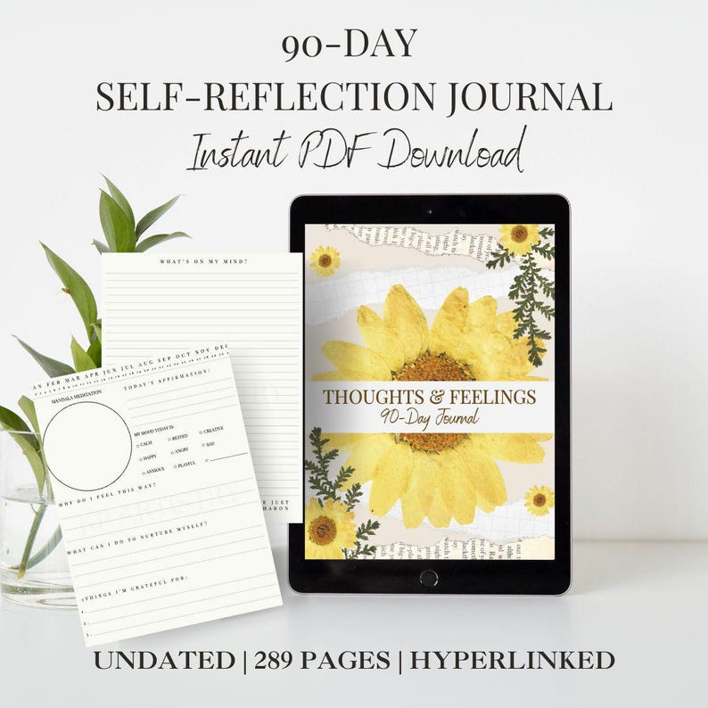 Thoughts & Feelings 90-day Self-reflection Digital Journal - Etsy