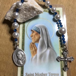 Saint  Mother Teresa of Calcutta Pocket Rosary,  Prayer Beads, Rosary Chaplet, Catholic Prayers Beads