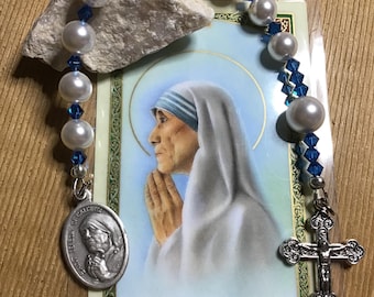 Saint  Mother Teresa of Calcutta Pocket Rosary,  Prayer Beads, Rosary Chaplet, Catholic Prayers Beads
