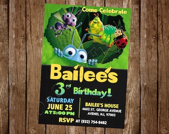Zaproszenie na Bugs Life Urodziny Bugs Life Impreza Bugs Life Zaproszenie na Bug's Life Cyfrowe Bug's Life Wydrukowane Bug's Life