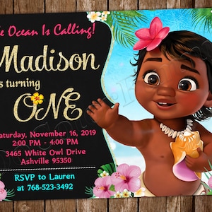 Zaproszenie na przyjęcie urodzinowe Baby Moana Zaproszenie na przyjęcie urodzinowe Baby Moana Zaproszenie na przyjęcie Baby Moana Karta Baby Moana