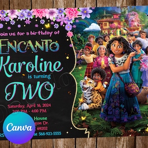 Invitation Encanto fête d'anniversaire Invitation d'anniversaire Encanto Invitation Mirabel Invitation Encanto modifiable Carte numérique Encanto