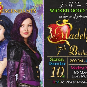 Invitation des descendants Invitation d'anniversaire des descendants Descendants Party Descendants invite Descendants carte imprimable numérique