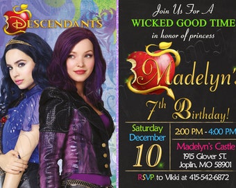 Descendants Invitation Descendants Birthday Invitation Descendants Party Descendants Invites Descendants Digital Printable Card
